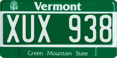VT license plate XUX938