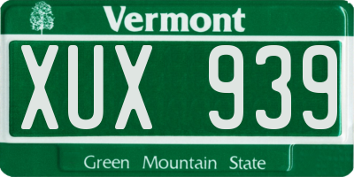 VT license plate XUX939