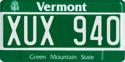 VT license plate XUX940