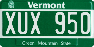 VT license plate XUX950