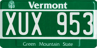 VT license plate XUX953