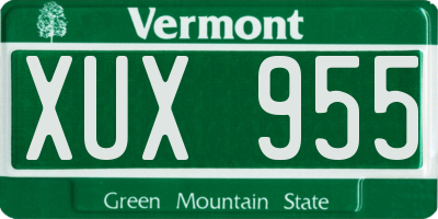 VT license plate XUX955