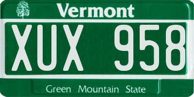 VT license plate XUX958