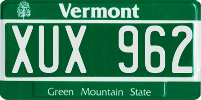 VT license plate XUX962