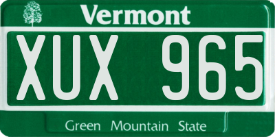 VT license plate XUX965
