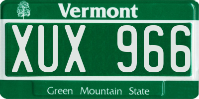 VT license plate XUX966