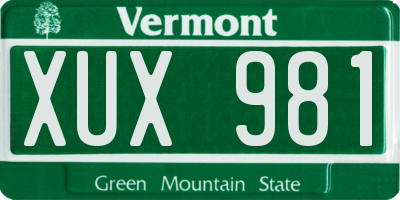 VT license plate XUX981