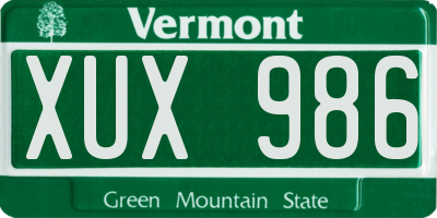 VT license plate XUX986