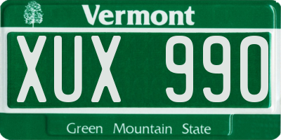 VT license plate XUX990