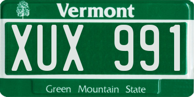 VT license plate XUX991