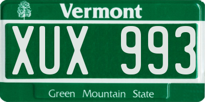 VT license plate XUX993