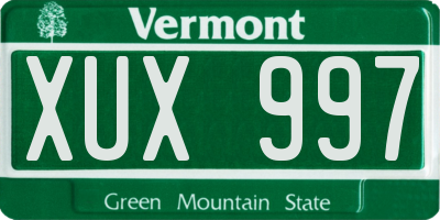 VT license plate XUX997
