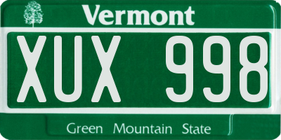 VT license plate XUX998
