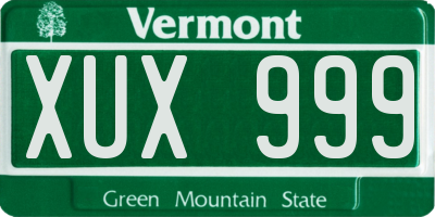 VT license plate XUX999