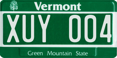 VT license plate XUY004
