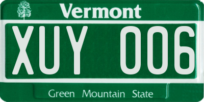 VT license plate XUY006