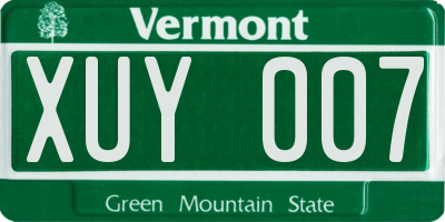 VT license plate XUY007