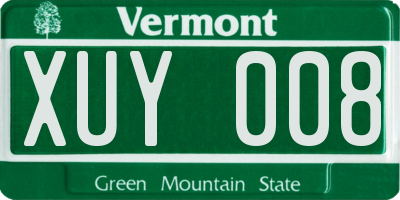 VT license plate XUY008