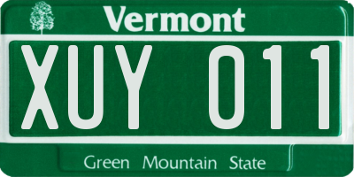 VT license plate XUY011