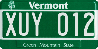VT license plate XUY012