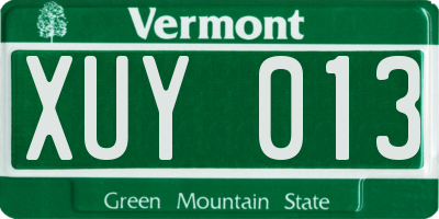 VT license plate XUY013