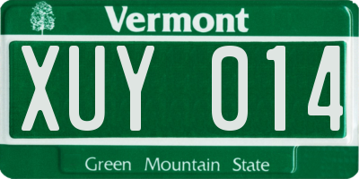 VT license plate XUY014
