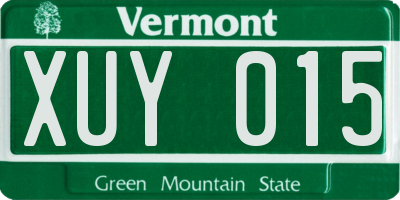 VT license plate XUY015
