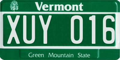 VT license plate XUY016