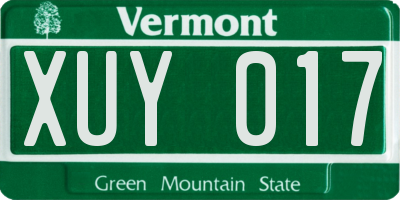 VT license plate XUY017