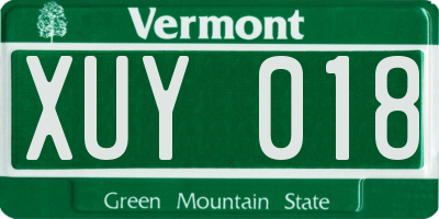 VT license plate XUY018