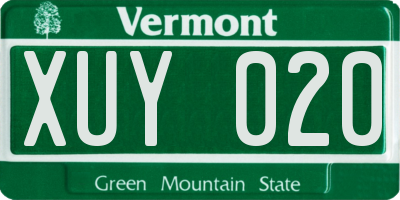 VT license plate XUY020
