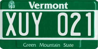 VT license plate XUY021