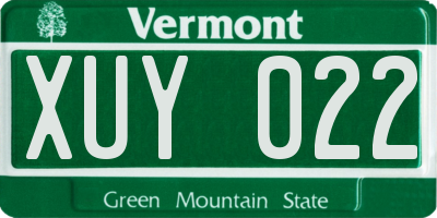 VT license plate XUY022