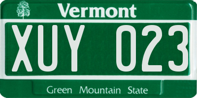 VT license plate XUY023