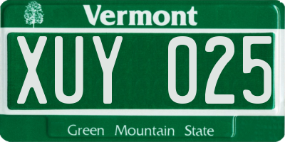 VT license plate XUY025