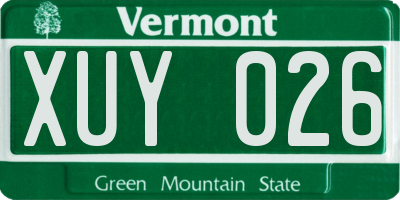 VT license plate XUY026