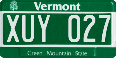 VT license plate XUY027