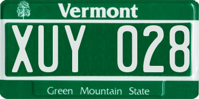 VT license plate XUY028