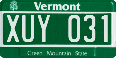 VT license plate XUY031