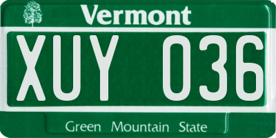 VT license plate XUY036