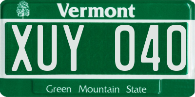 VT license plate XUY040