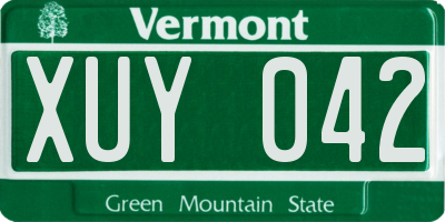 VT license plate XUY042