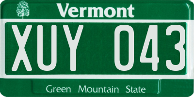 VT license plate XUY043