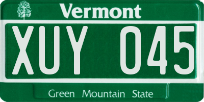 VT license plate XUY045
