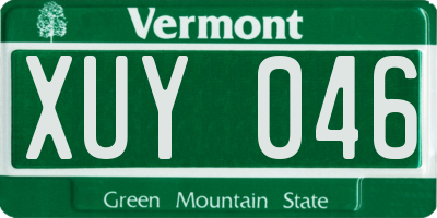 VT license plate XUY046