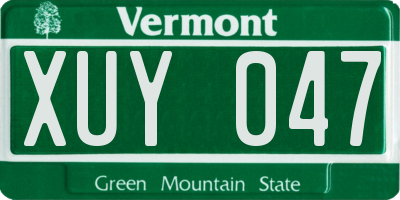 VT license plate XUY047