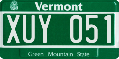 VT license plate XUY051