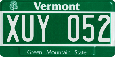 VT license plate XUY052