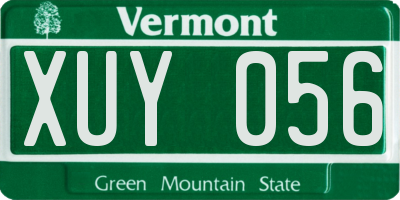 VT license plate XUY056