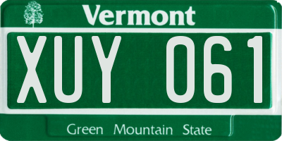 VT license plate XUY061